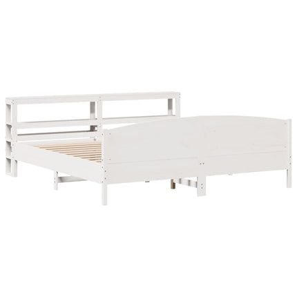 Giroletto senza Materasso Bianco 200x200 cm Legno Massello Pino