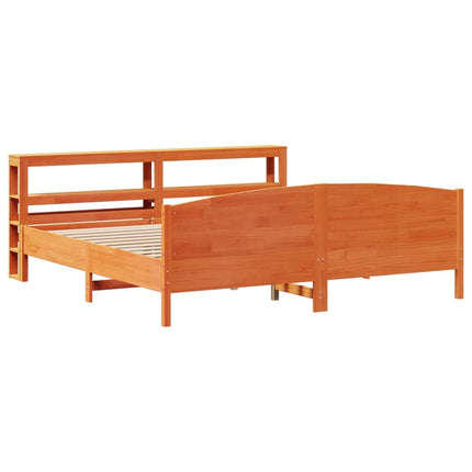 Letto senza Materasso Marrone Cera 200x200 cm in Legno di Pino