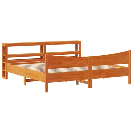 Giroletto con Testiera Marrone Cera 200x200 cm Massello Pino