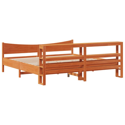 Giroletto con Testiera Marrone Cera 200x200 cm Massello Pino