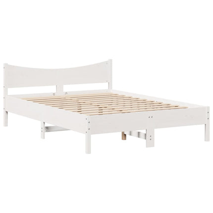 Giroletto con Testiera Bianco 160x200 cm Legno Massello di Pino