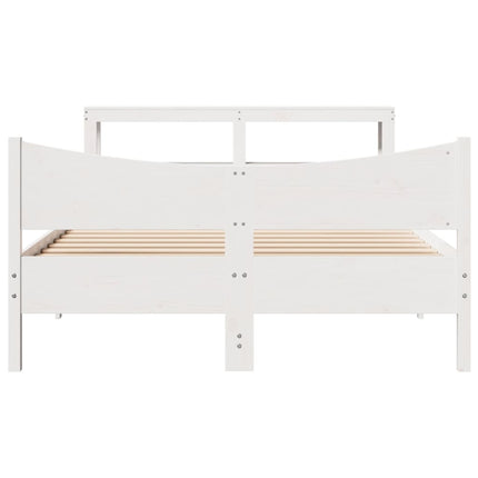 Giroletto con Testiera Bianco 150x200 cm Legno Massello di Pino