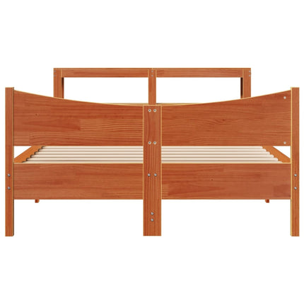 Giroletto con Testiera Marrone Cera 120x190 cm Massello Pino
