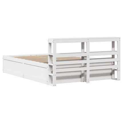 Giroletto con Testiera Bianco 150x200 cm Legno Massello di Pino