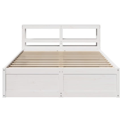 Giroletto con Testiera Bianco 135x190 cm Legno Massello di Pino