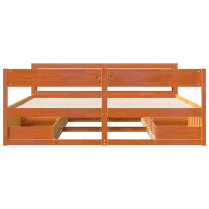 Letto senza Materasso Marrone Cera 180x200 cm in Legno di Pino