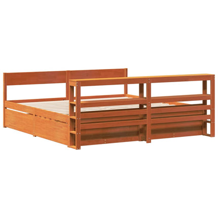 Letto senza Materasso Marrone Cera 180x200 cm in Legno di Pino