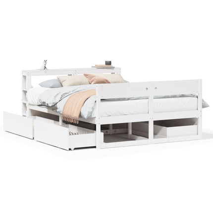 Letto senza Materasso Bianco 135x190 cm Legno Massello di Pino