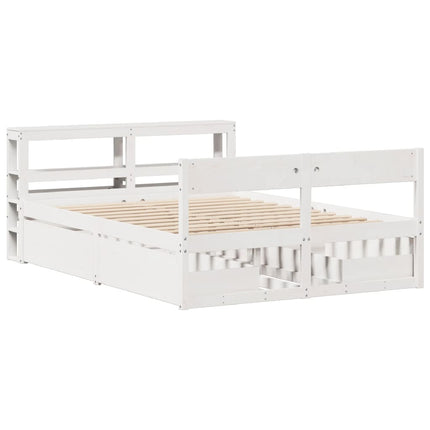 Letto senza Materasso Bianco 135x190 cm Legno Massello di Pino
