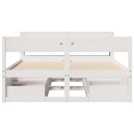 Letto senza Materasso Bianco 135x190 cm Legno Massello di Pino