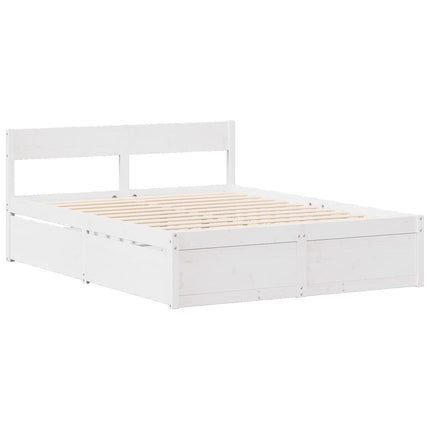 Letto senza Materasso Bianco 135x190 cm Legno Massello di Pino
