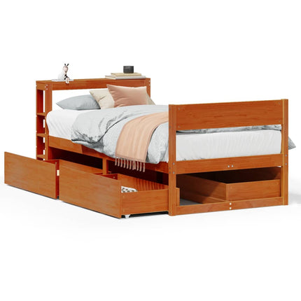 Letto senza Materasso Marrone Cera 75x190 cm in Legno di Pino