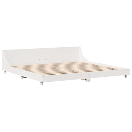 Giroletto senza Materasso Bianco 200x200 cm Legno Massello Pino