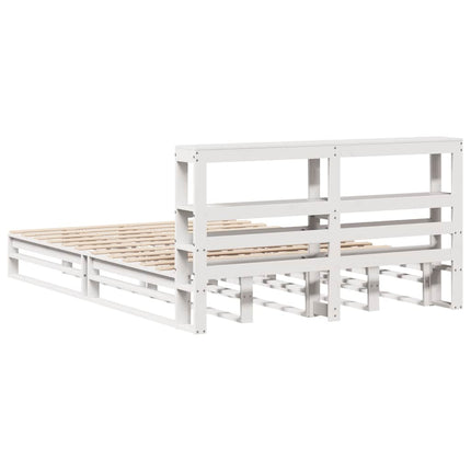 Giroletto con Testiera Bianco 135x190 cm Legno Massello di Pino