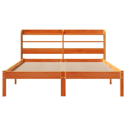 Giroletto con Testiera Marrone Cera 160x200 cm Massello Pino