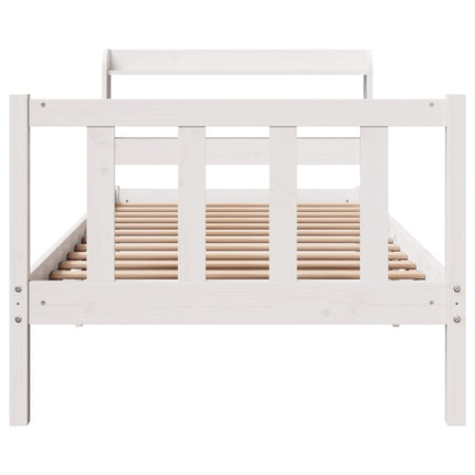 Letto senza Materasso Bianco 75x190 in Legno Massello di Pino