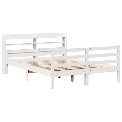 Giroletto con Testiera Bianco 150x200 cm Legno Massello di Pino