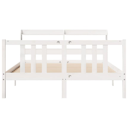 Giroletto con Testiera Bianco 150x200 cm Legno Massello di Pino