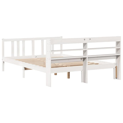 Giroletto con Testiera Bianco 150x200 cm Legno Massello di Pino