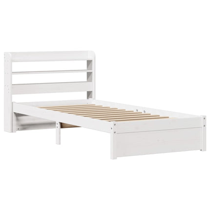 Giroletto con Testiera Bianco 75x190 cm Legno Massello di Pino