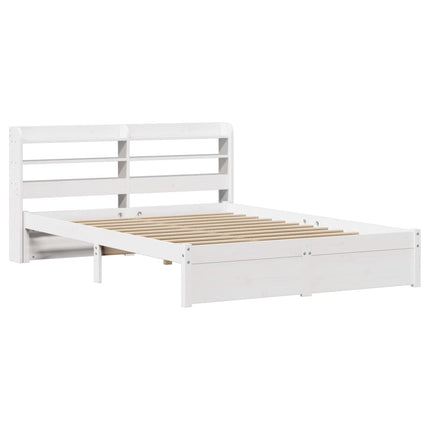 Giroletto con Testiera Bianco 120x190 cm Legno Massello di Pino
