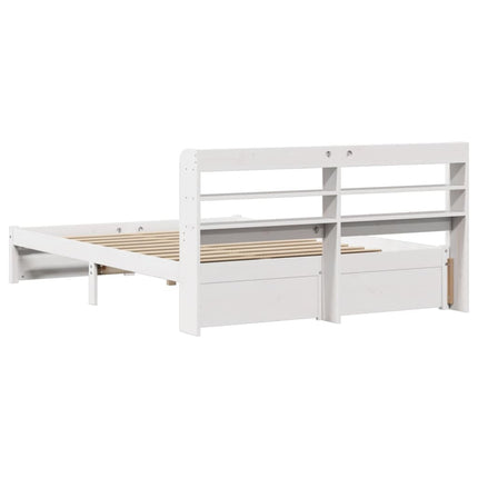 Giroletto con Testiera Bianco 120x190 cm Legno Massello di Pino