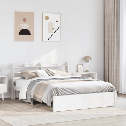 Giroletto con Testiera Bianco 120x190 cm Legno Massello di Pino