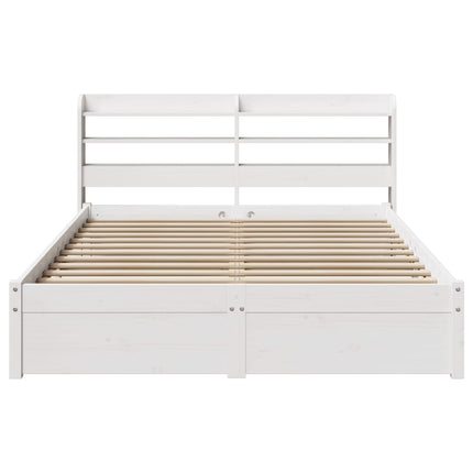 Giroletto con Testiera Bianco 135x190 cm Legno Massello di Pino