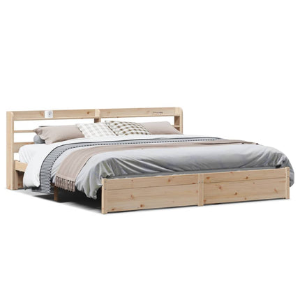 Giroletto con Testiera 200x200 cm in Legno Massello di Pino