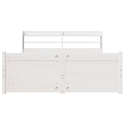 Giroletto con Testiera Bianco 135x190 cm Legno Massello di Pino