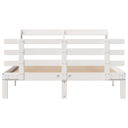 Giroletto con Testiera Bianco 150x200 cm Legno Massello di Pino