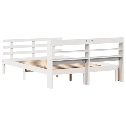 Giroletto con Testiera Bianco 150x200 cm Legno Massello di Pino