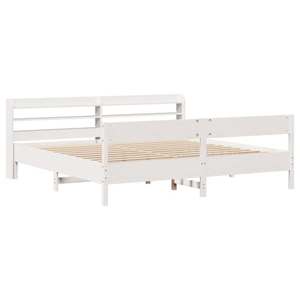 Giroletto senza Materasso Bianco 200x200 cm Legno Massello Pino