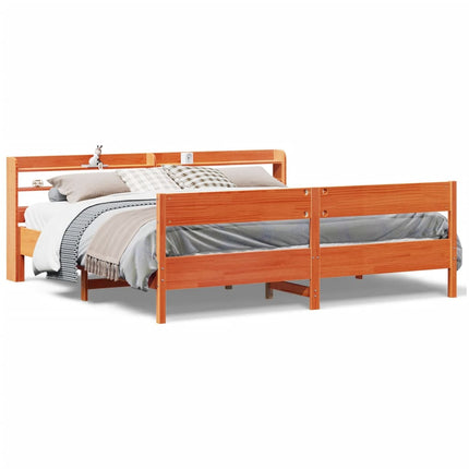 Letto senza Materasso Marrone Cera 200x200 cm in Legno di Pino