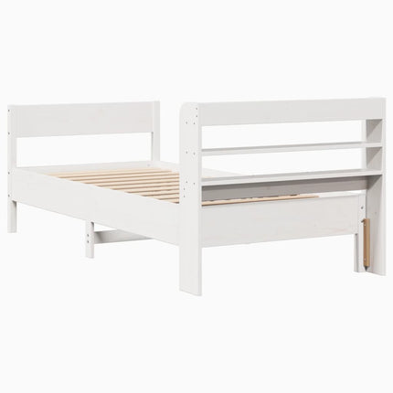 Letto senza Materasso Bianco 75x190 in Legno Massello di Pino