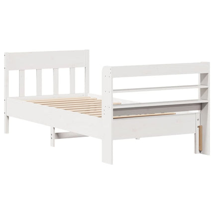 Letto senza Materasso Bianco 75x190 in Legno Massello di Pino