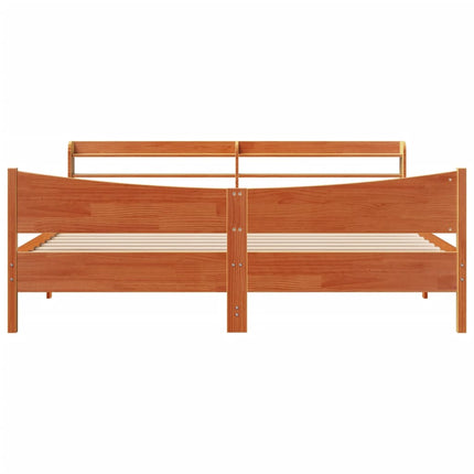 Giroletto con Testiera Marrone Cera 200x200 cm Massello Pino