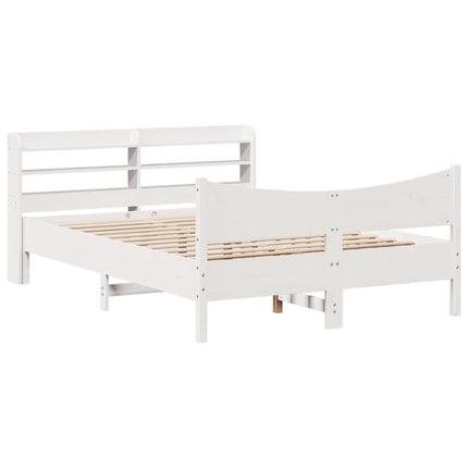 Giroletto con Testiera Bianco 150x200 cm Legno Massello di Pino