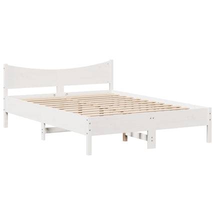 Giroletto con Testiera Bianco 150x200 cm Legno Massello di Pino
