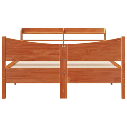 Giroletto con Testiera Marrone Cera 140x190 cm Massello Pino