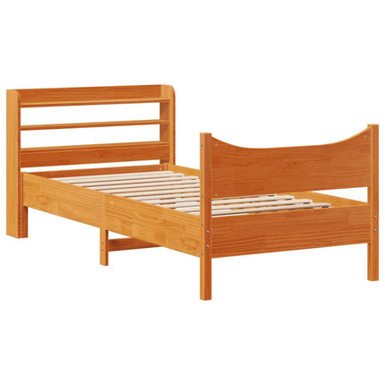 Giroletto con Testiera Marrone Cera 90x190 cm Massello Pino