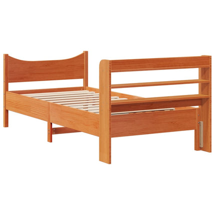 Giroletto con Testiera Marrone Cera 90x190 cm Massello Pino
