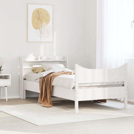 Giroletto con Testiera Bianco 75x190 cm Legno Massello di Pino