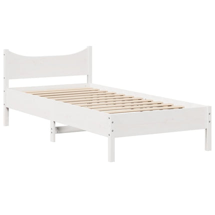 Giroletto con Testiera Bianco 75x190 cm Legno Massello di Pino