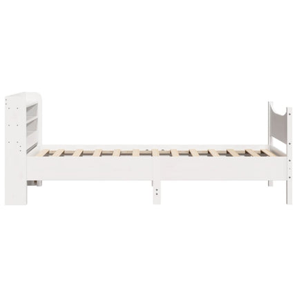 Giroletto con Testiera Bianco 75x190 cm Legno Massello di Pino