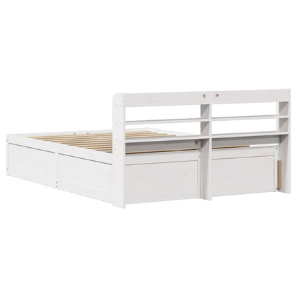 Giroletto con Testiera Bianco 160x200 cm Legno Massello di Pino