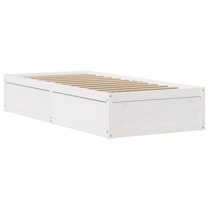 Giroletto con Testiera Bianco 100x200 cm Legno Massello di Pino