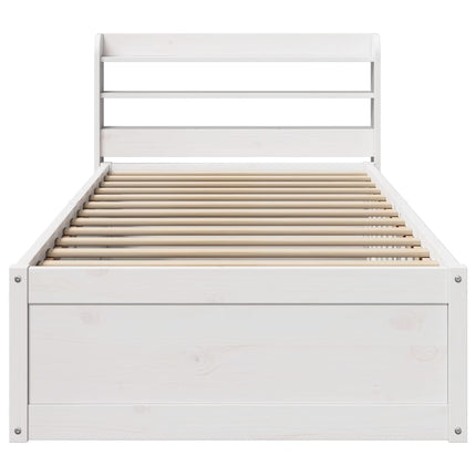 Giroletto con Testiera Bianco 75x190 cm Legno Massello di Pino