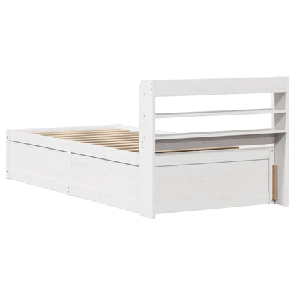 Giroletto con Testiera Bianco 75x190 cm Legno Massello di Pino