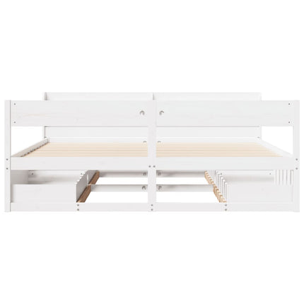 Giroletto senza Materasso Bianco 200x200 cm Legno Massello Pino